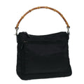 Gucci Vintage Bamboo Handle Bag Nylon Black Nylon Handbag (Pre-Owned)
