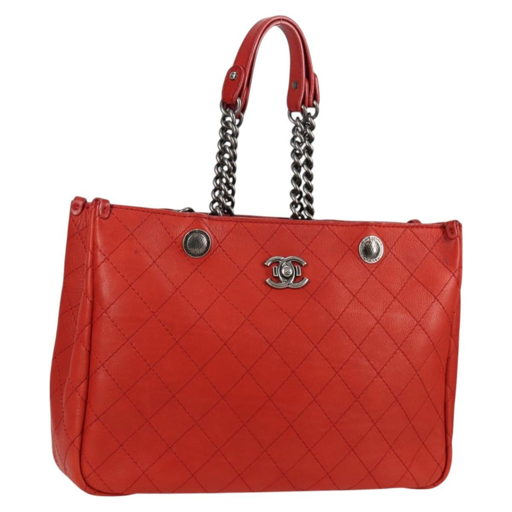 Chanel Shopping Tote Quilted Caviar Orange Leather Shoulder Bag Bag