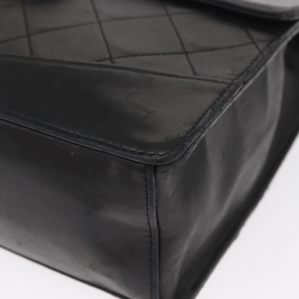 Chanel Vintage Mademoiselle Lock Trapezoid Flap Bag Quilted Lambskin Black Leather Shoulder Bag Bag