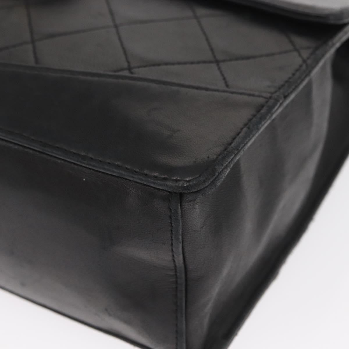 Chanel Vintage Mademoiselle Lock Trapezoid Flap Bag Quilted Lambskin Black Leather Shoulder Bag Bag