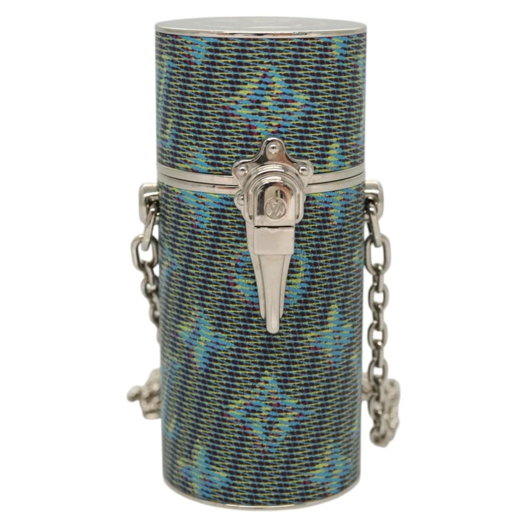 Louis Vuitton Lipstick Case On Chain Damier Monogram Lv Pop Canvas Blue Canvas Clutche & Pouche Bag
