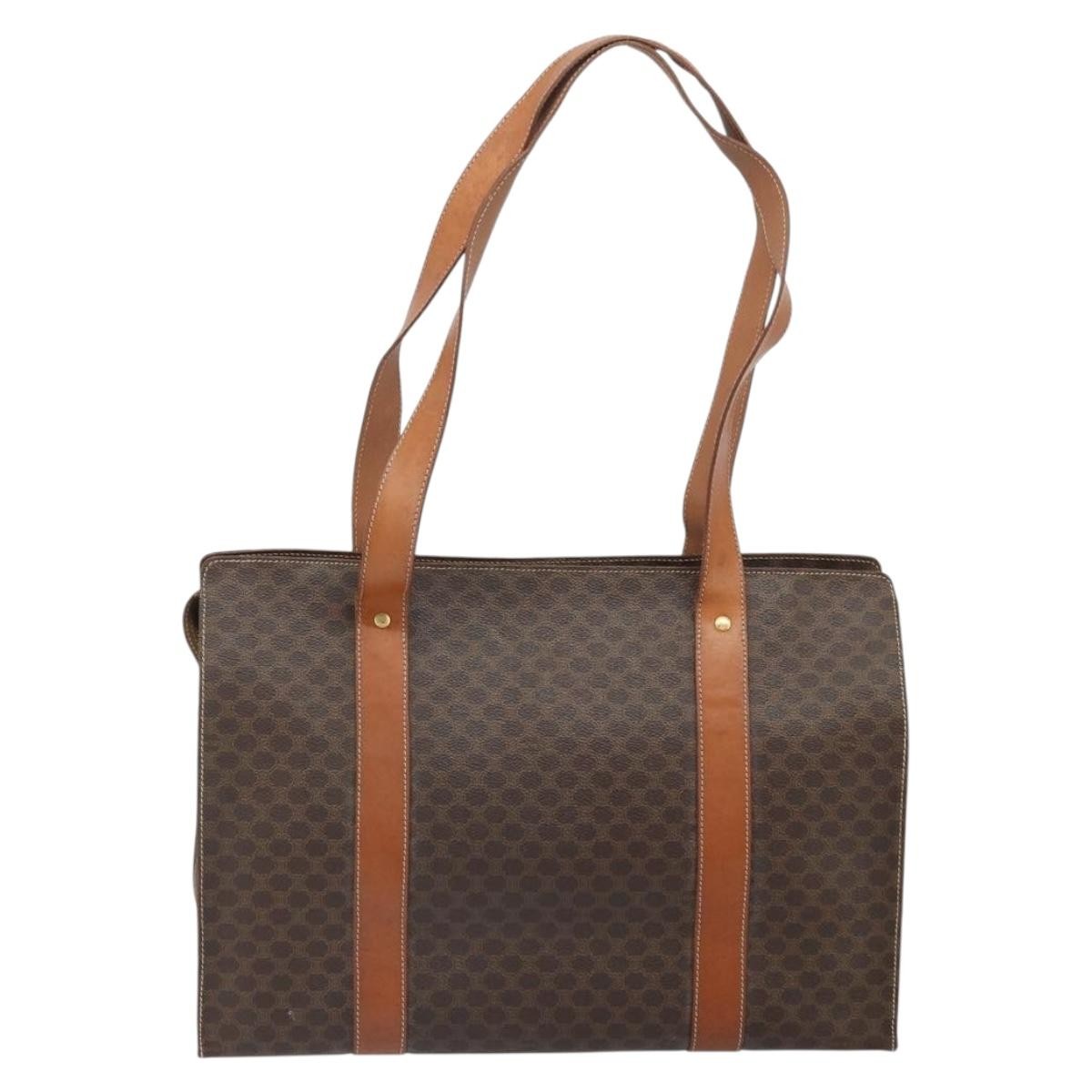 Celine Vintage Macadam Handbag Canvas And Leather Brown Canvas Tote Bag Bag
