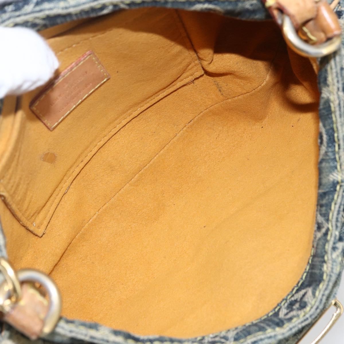 Louis Vuitton Pleaty Raye Handbag Striped Monogram Denim Blue Denim_Jeans Shoulder Bag