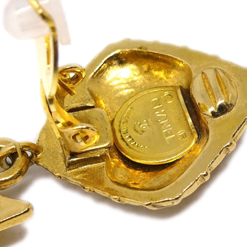 Chanel Cc Rhombus Clip-On Earrings Metal Gold Gold_Plated Earrings Jewelry