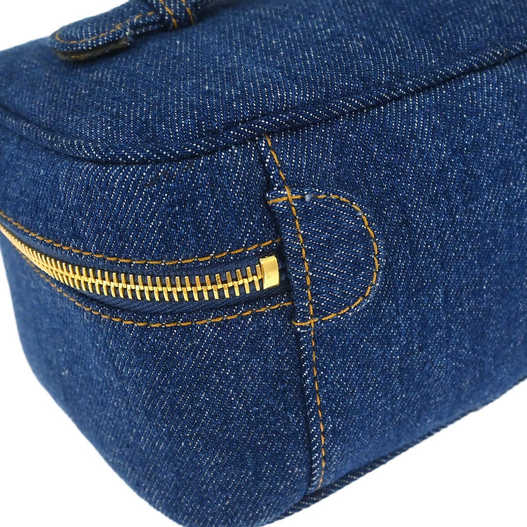 Chanel Vintage Timeless Cosmetic Case Denim Blue Denim_Jeans Handbag