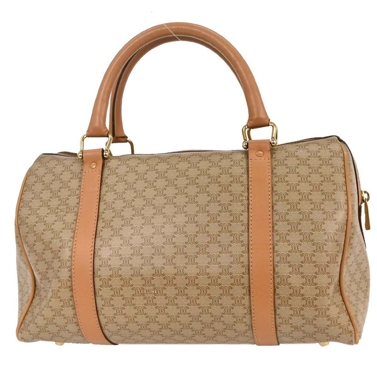 Celine Vintage Duffle Bag Canvas And Leather Beige Pvc Travel Bag Bag