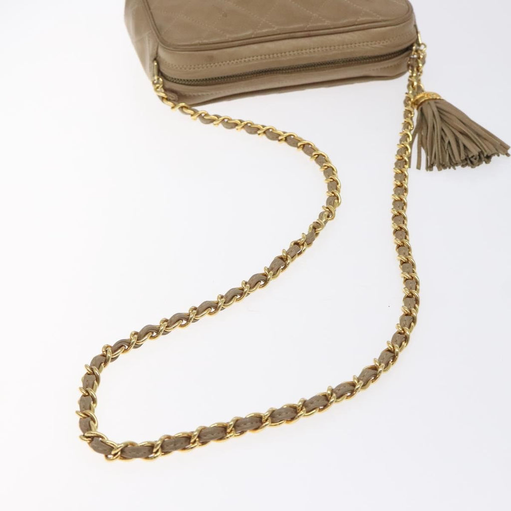Chanel Vintage Diamond Cc Camera Bag Quilted Leather Beige Leather Shoulder Bag Bag