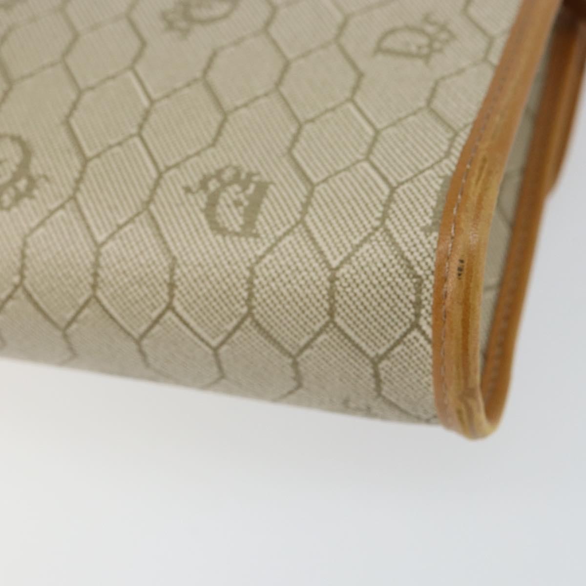Christian Dior Vintage Honeycomb Flap Crossbody Bag Canvas And Leather Beige Canvas Shoulder Bag Bag (Pre-Owned)