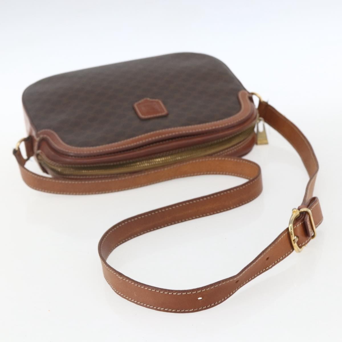 Celine Vintage Macadam Shoulder Bag Canvas And Leather Brown Canvas Shoulder Bag Bag