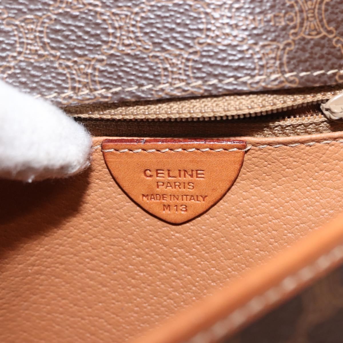 Celine Vintage Macadam Circle Logo Shoulder Bag Canvas And Leather Brown Canvas Bag