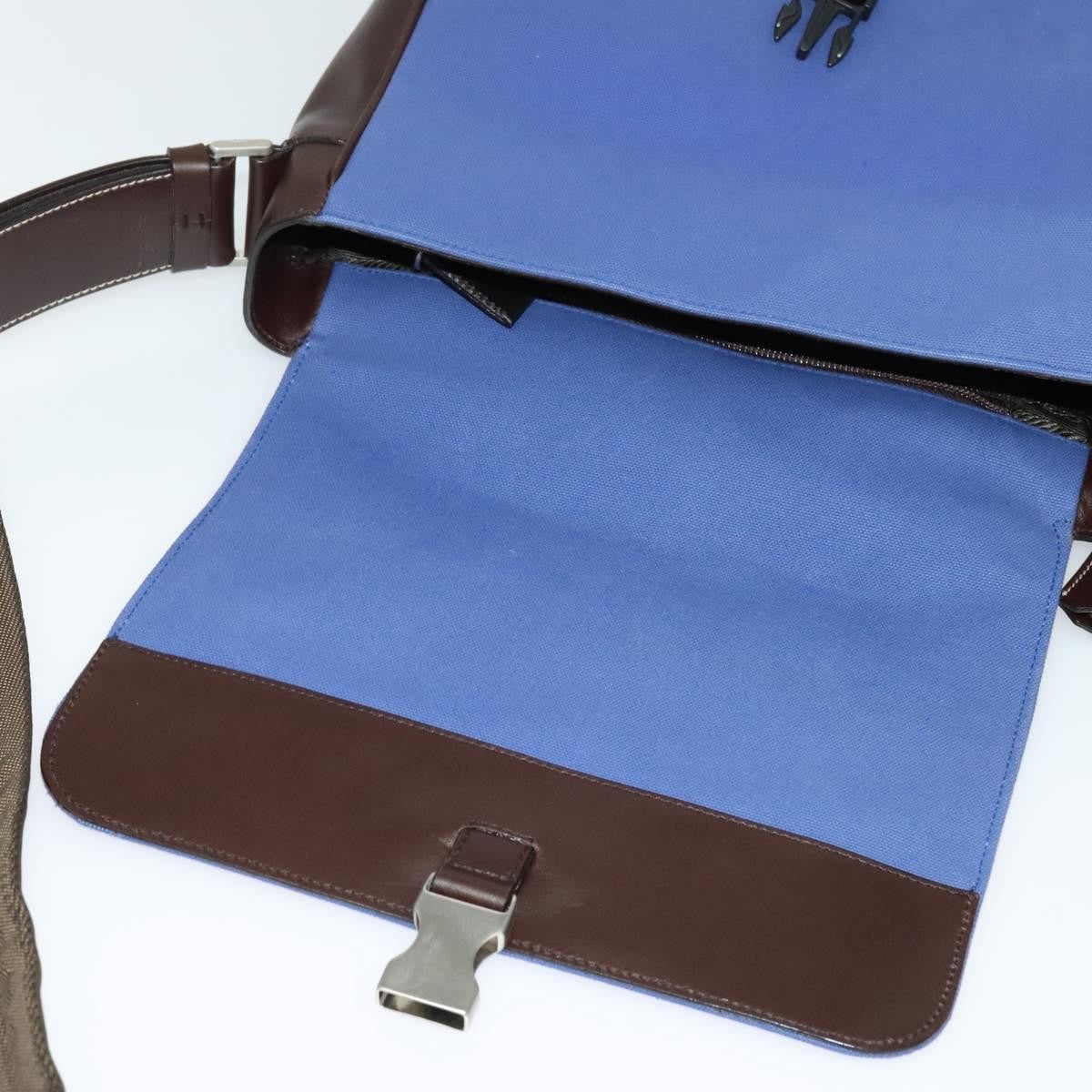 Prada Impunturato Buckle Flap Messenger Bag Canvas Blue Canvas Shoulder Bag Bag