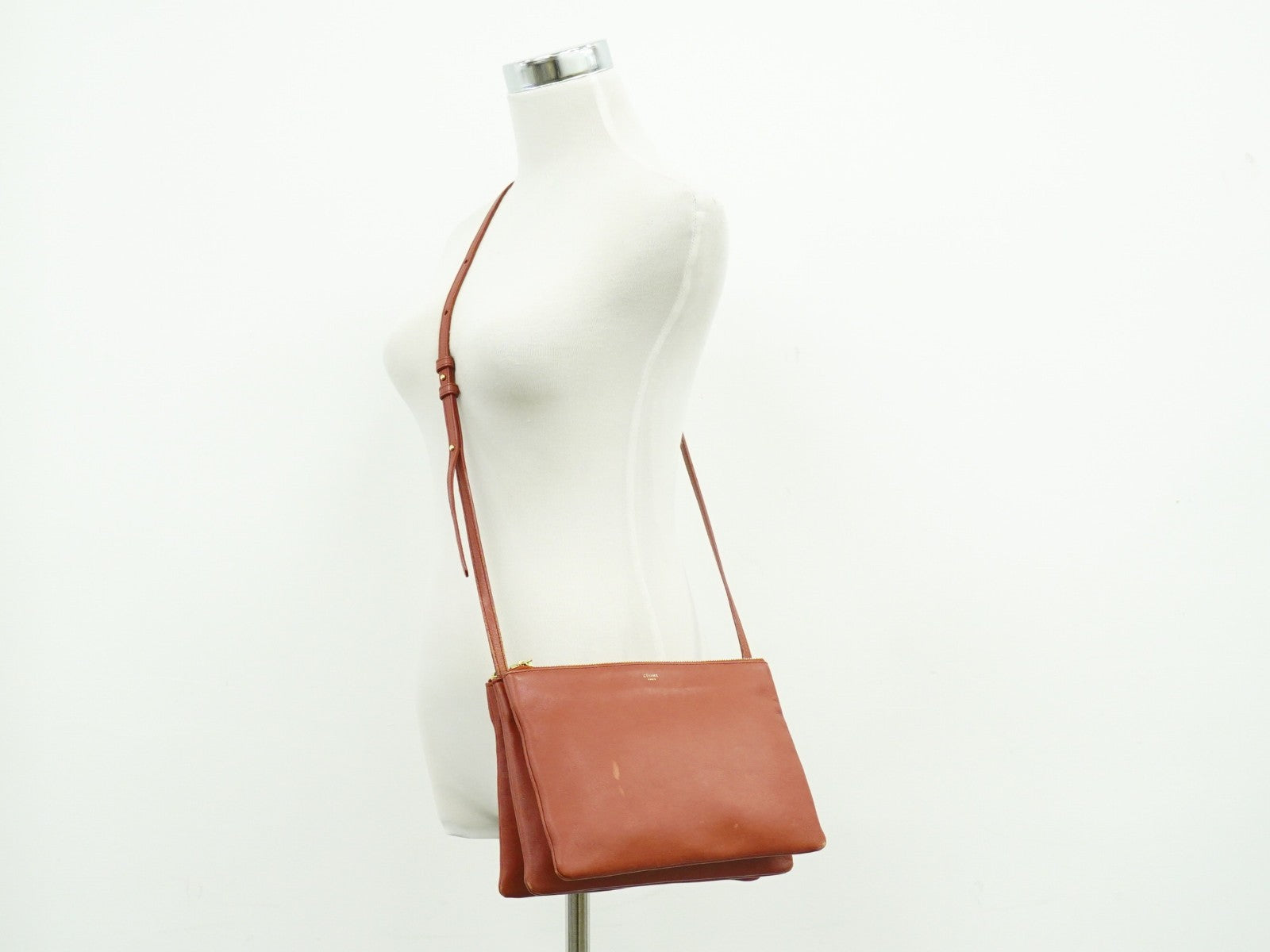 Celine Trio Crossbody Bag Leather Red Leather Shoulder Bag Bag