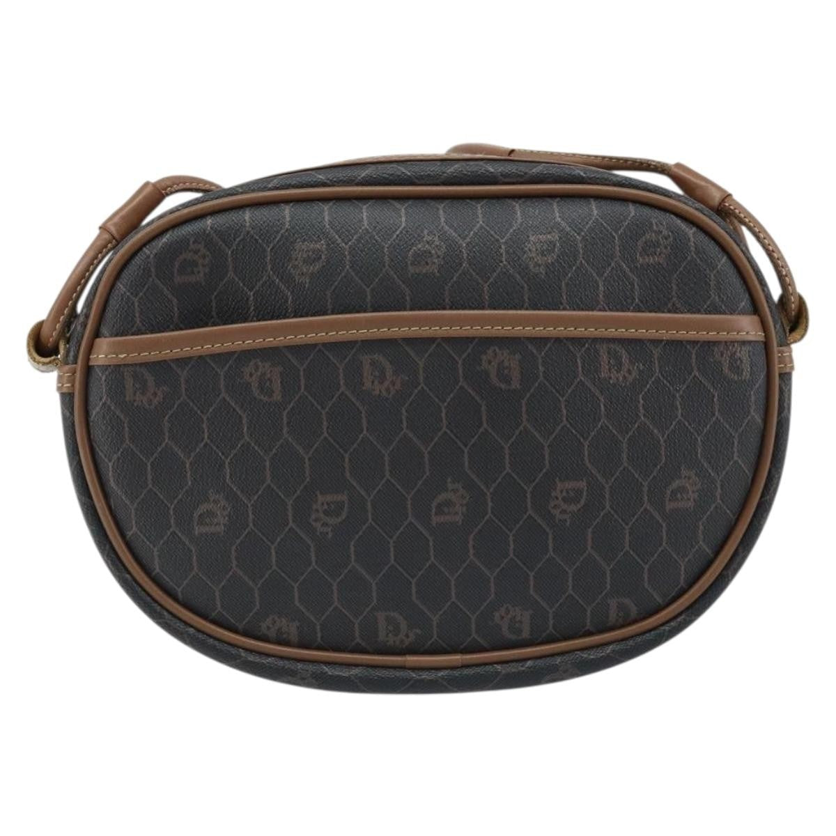 Christian Dior Vintage Honeycomb Shoulder Bag Canvas And Leather Black Canvas Shoulder Bag Bag (Pre-Owned)
