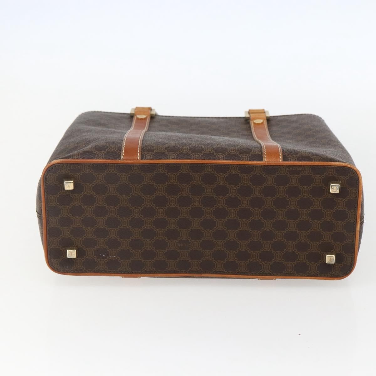Celine Vintage Macadam Handbag Canvas And Leather Brown Canvas Handbag