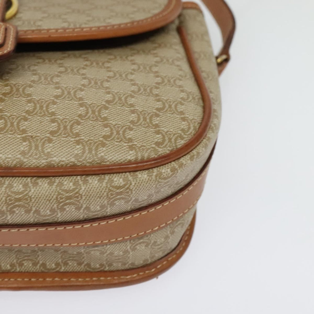 Celine Macadam Shoulder Bag Pvc Leather Beige Canvas Bag