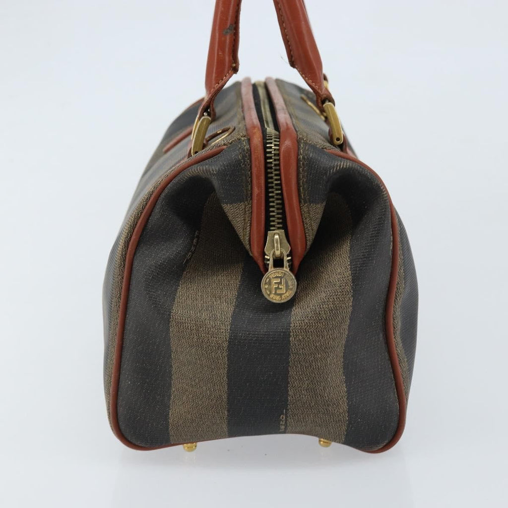 Fendi Vintage Pequin Convertible Boston Bag Coated Canvas Brown Canvas Handbag