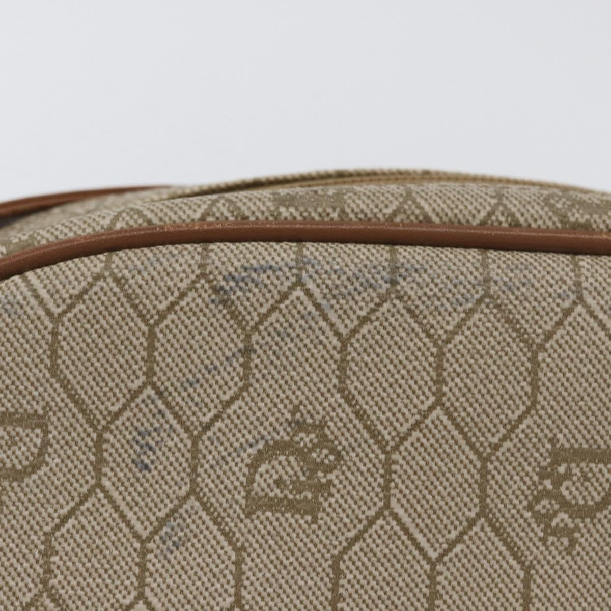 Christian Dior Vintage Honeycomb Shoulder Bag Canvas And Leather Beige Canvas Shoulder Bag Bag (Pre-Owned)