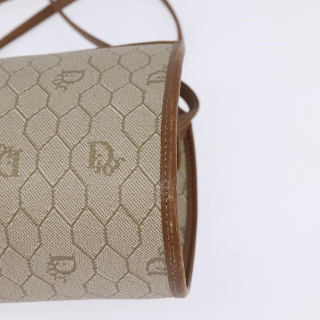 Christian Dior Vintage Honeycomb Shoulder Bag Canvas And Leather Beige Canvas Bag (Pre-Owned)