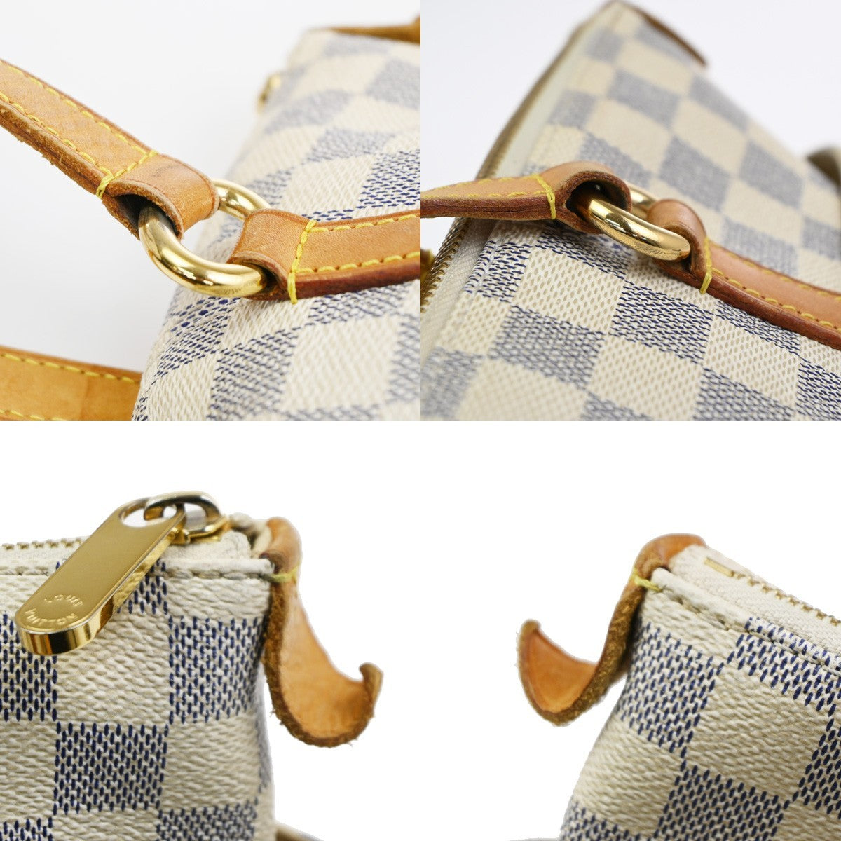Louis Vuitton Totally Handbag Damier Azur White Canvas Shoulder Bag