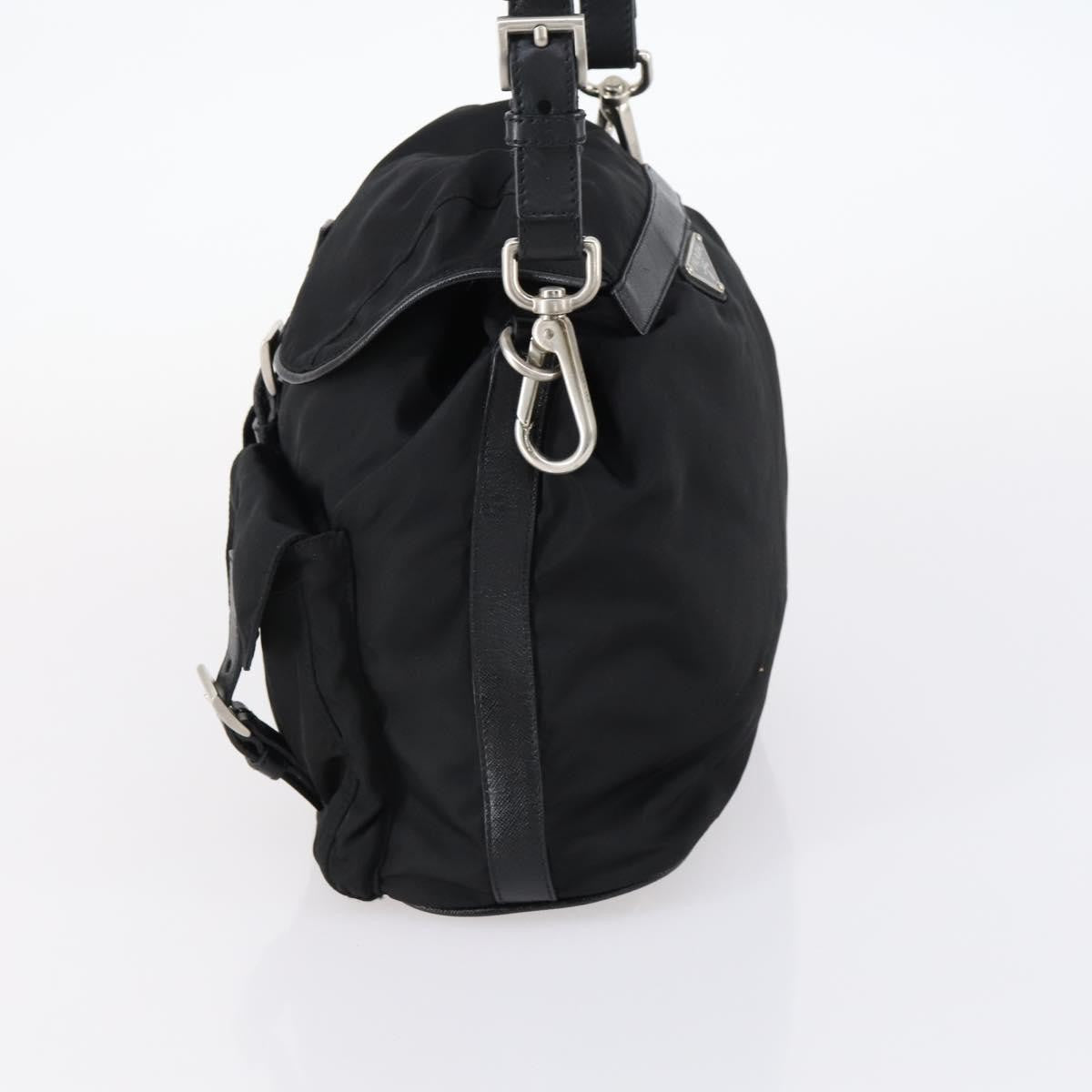 Prada Double Pocket Shoulder Bag Tessuto Black Nylon Shoulder Bag Bag