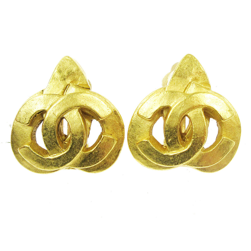 Chanel Vintage Cc Heart Clip-On Earrings Metal Gold Gold Earrings Jewelry