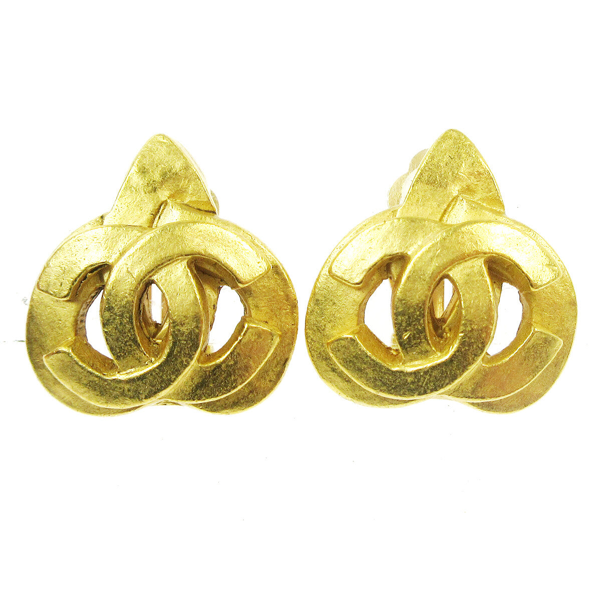 Chanel Vintage Cc Heart Clip-On Earrings Metal Gold Gold Earrings Jewelry