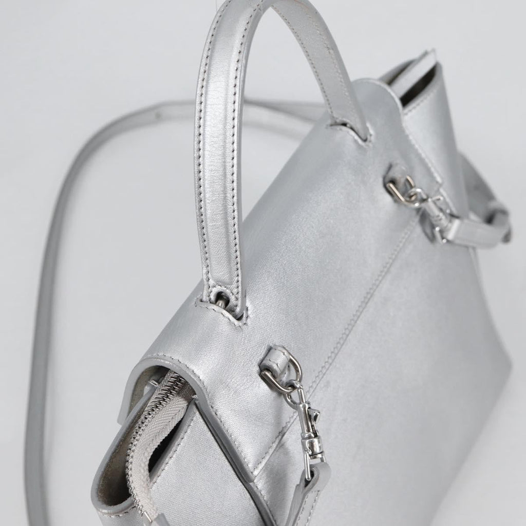 Celine Belt Bag Textured Leather Silver Leather Handbag