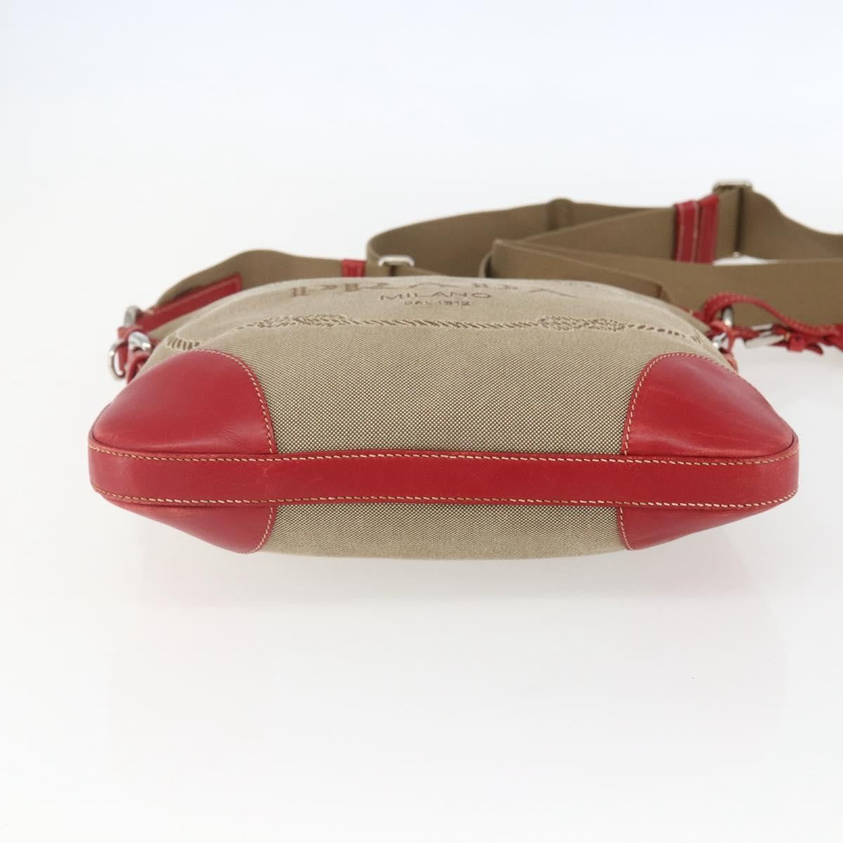 Prada Logo Zip Crossbody Bag Canvas Beige Canvas Shoulder Bag Bag