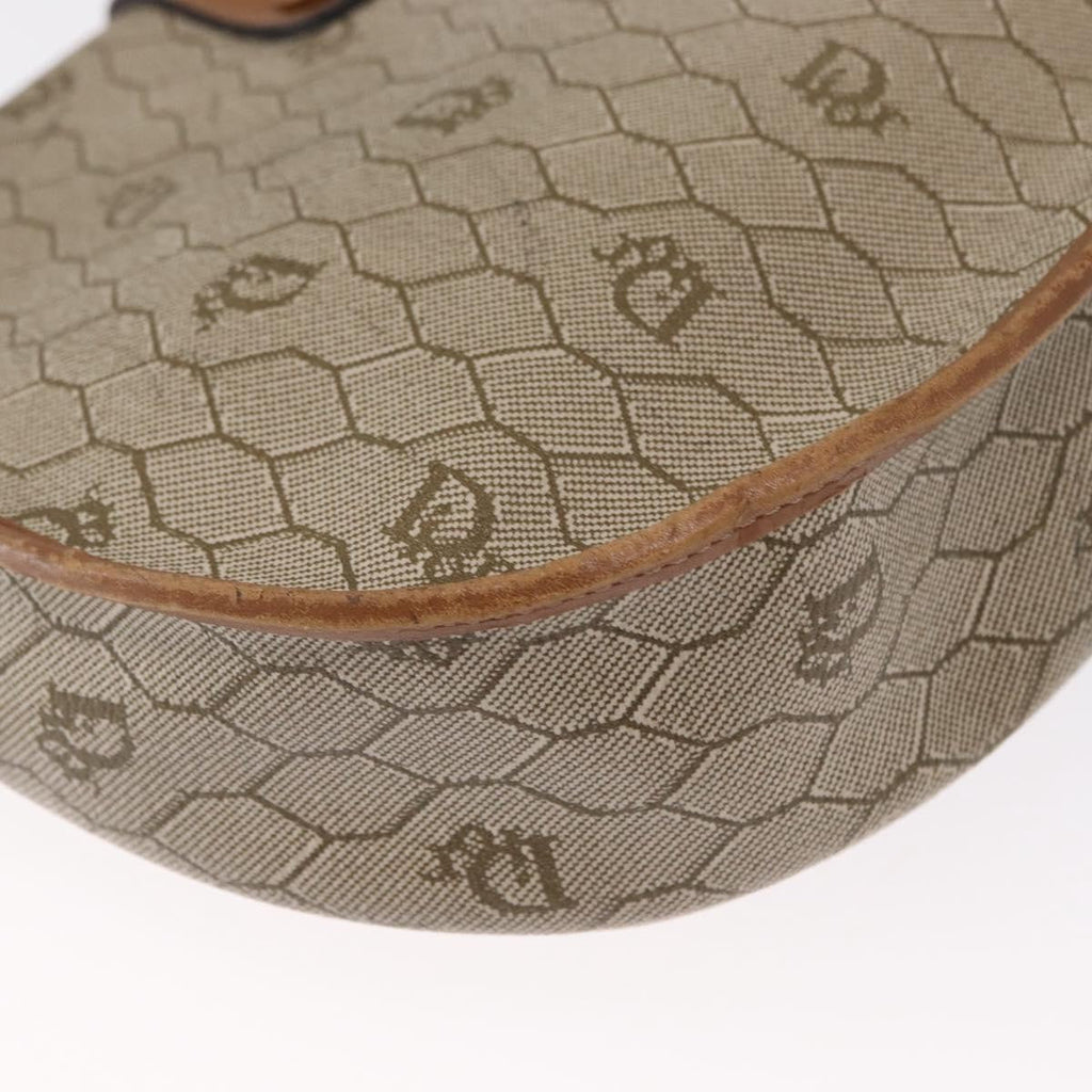 Christian Dior Vintage Honeycomb Shoulder Bag Canvas And Leather Beige Canvas Shoulder Bag Bag (Pre-Owned)