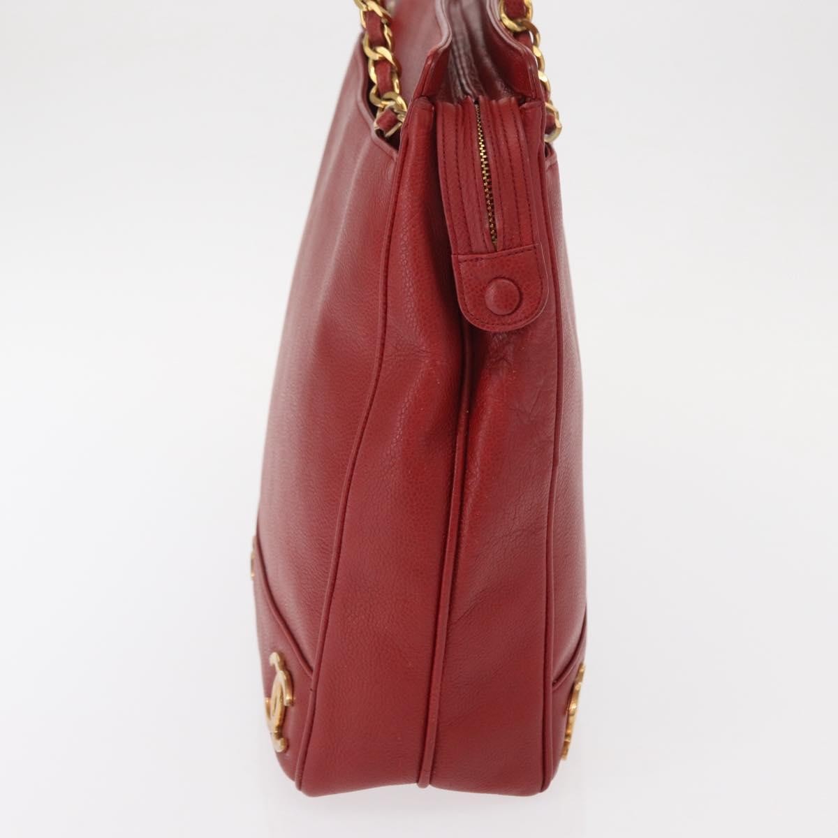 Chanel Vintage Metal Cc Shoulder Bag Caviar Red Leather Shoulder Bag Bag