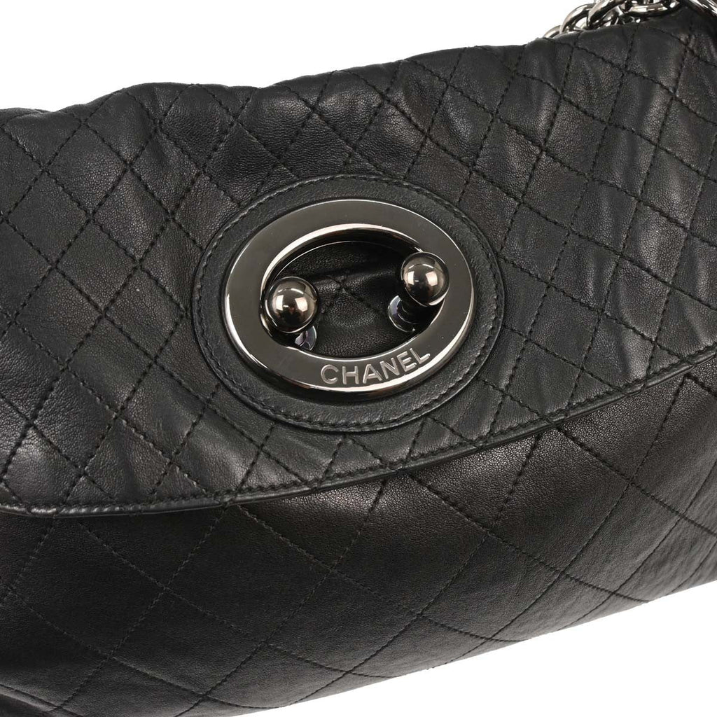 Chanel Flap Shoulder Bag Leather Black Leather Handbag