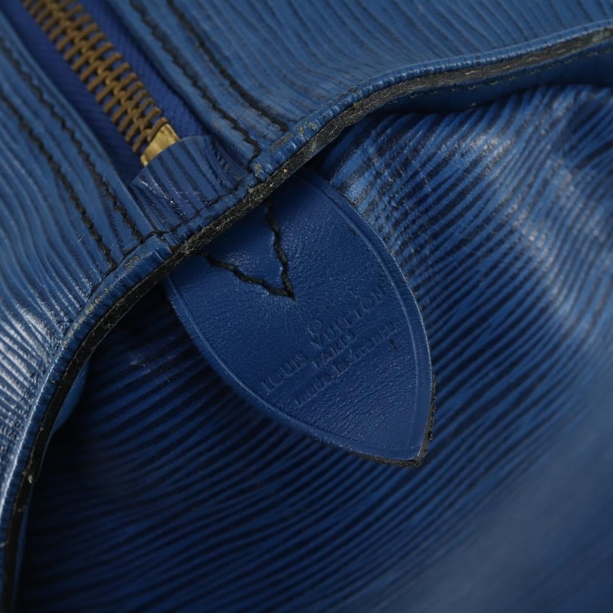 Louis Vuitton Keepall Bag Epi Leather Blue Leather Travel Bag
