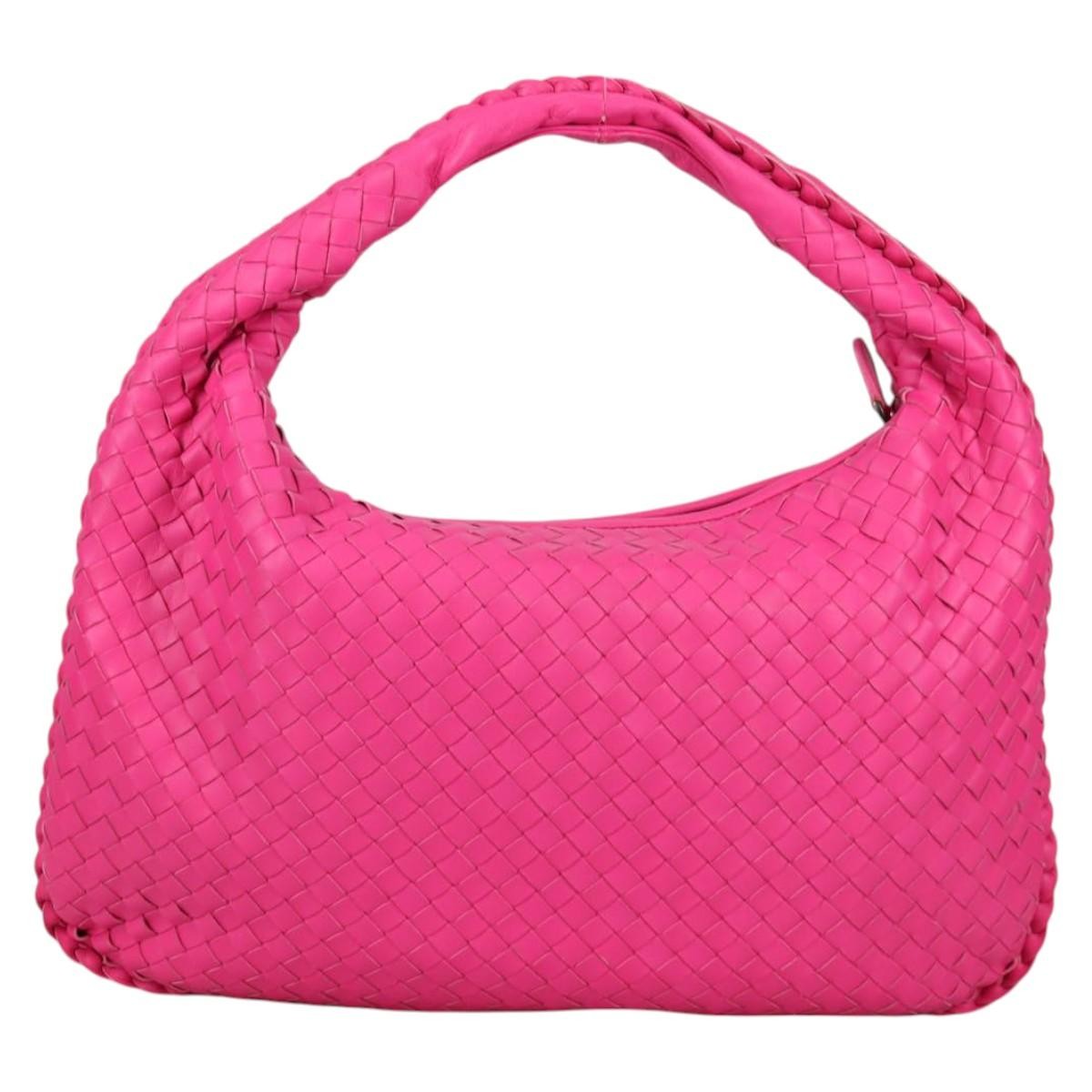 Bottega Veneta Veneta Hobo Intrecciato Nappa Pink Leather Bag