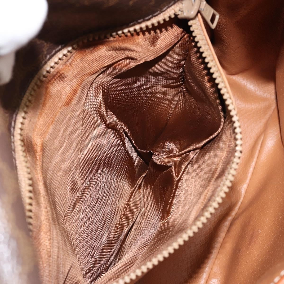 Celine Vintage Macadam Shoulder Bag Canvas And Leather Brown Canvas Shoulder Bag Bag