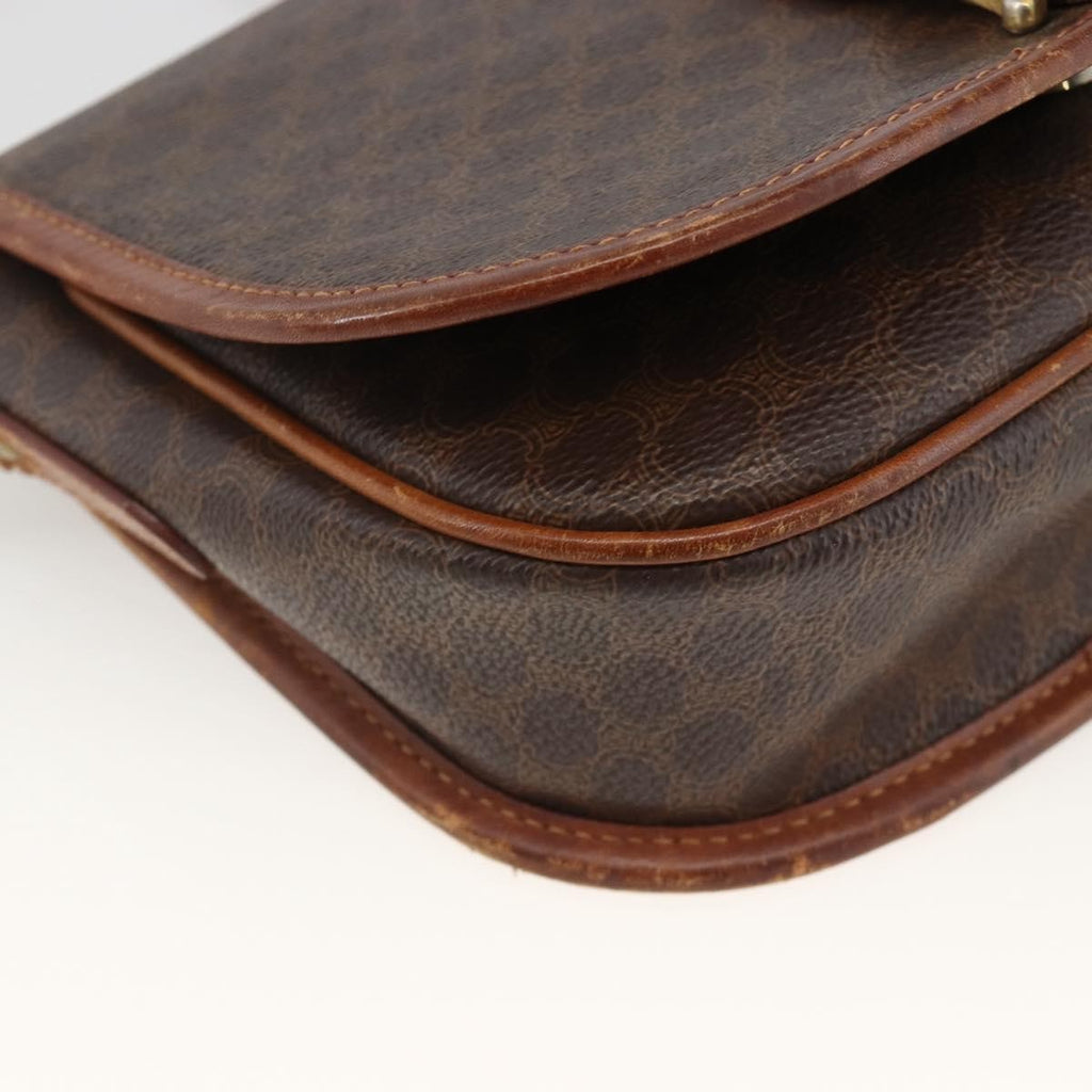 Celine Vintage Macadam Shoulder Bag Canvas And Leather Brown Canvas Shoulder Bag Bag