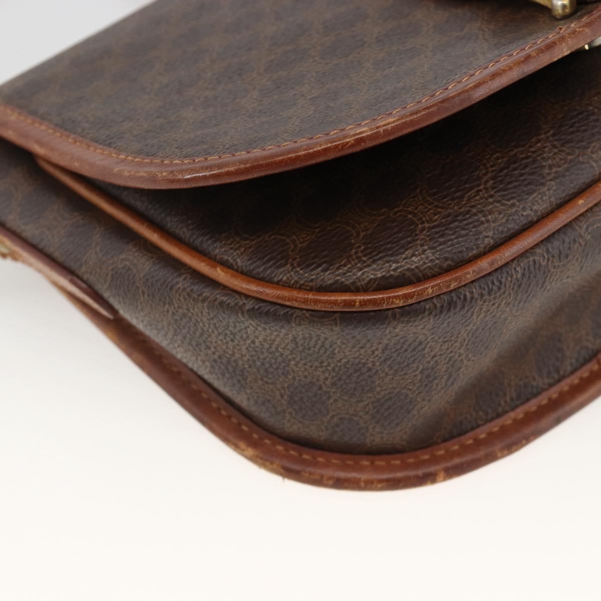 Celine Vintage Macadam Shoulder Bag Canvas And Leather Brown Canvas Shoulder Bag Bag