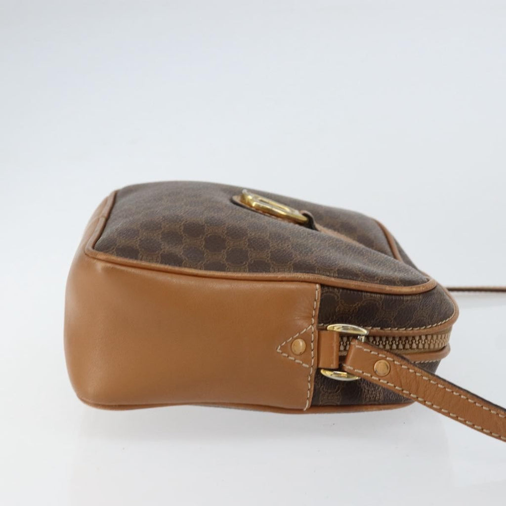 Celine Vintage Macadam Shoulder Bag Canvas And Leather Brown Canvas Shoulder Bag Bag