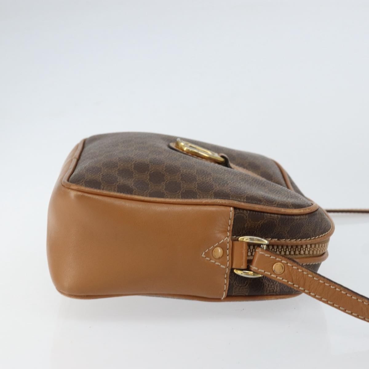 Celine Vintage Macadam Shoulder Bag Canvas And Leather Brown Canvas Shoulder Bag Bag
