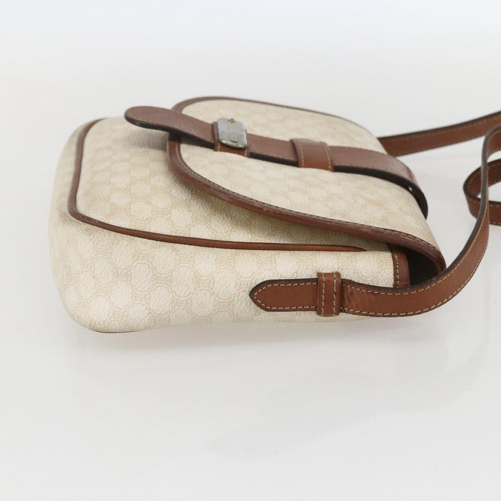 Celine Vintage Macadam Shoulder Bag Canvas And Leather White Canvas Shoulder Bag Bag