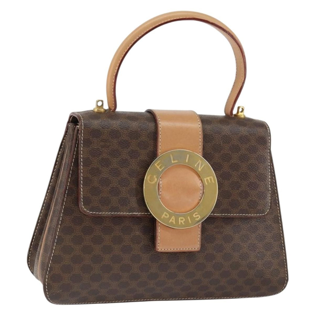 Celine Vintage Macadam Handbag Canvas Brown Pvc Handbag