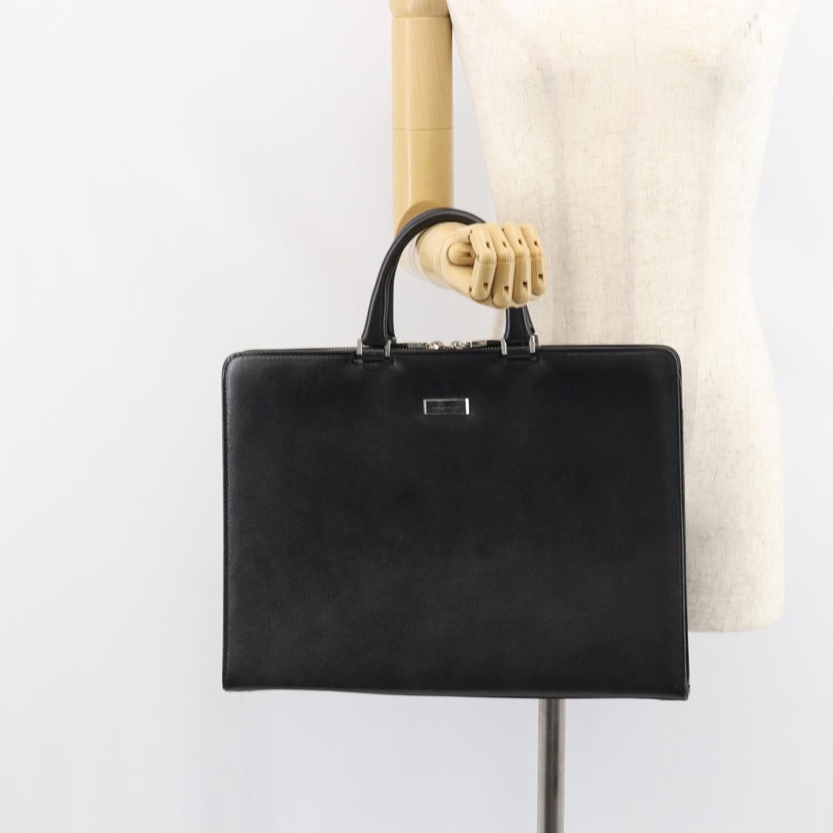 Burberry Vintage Briefcase Leather Black Leather Briefcase Bag