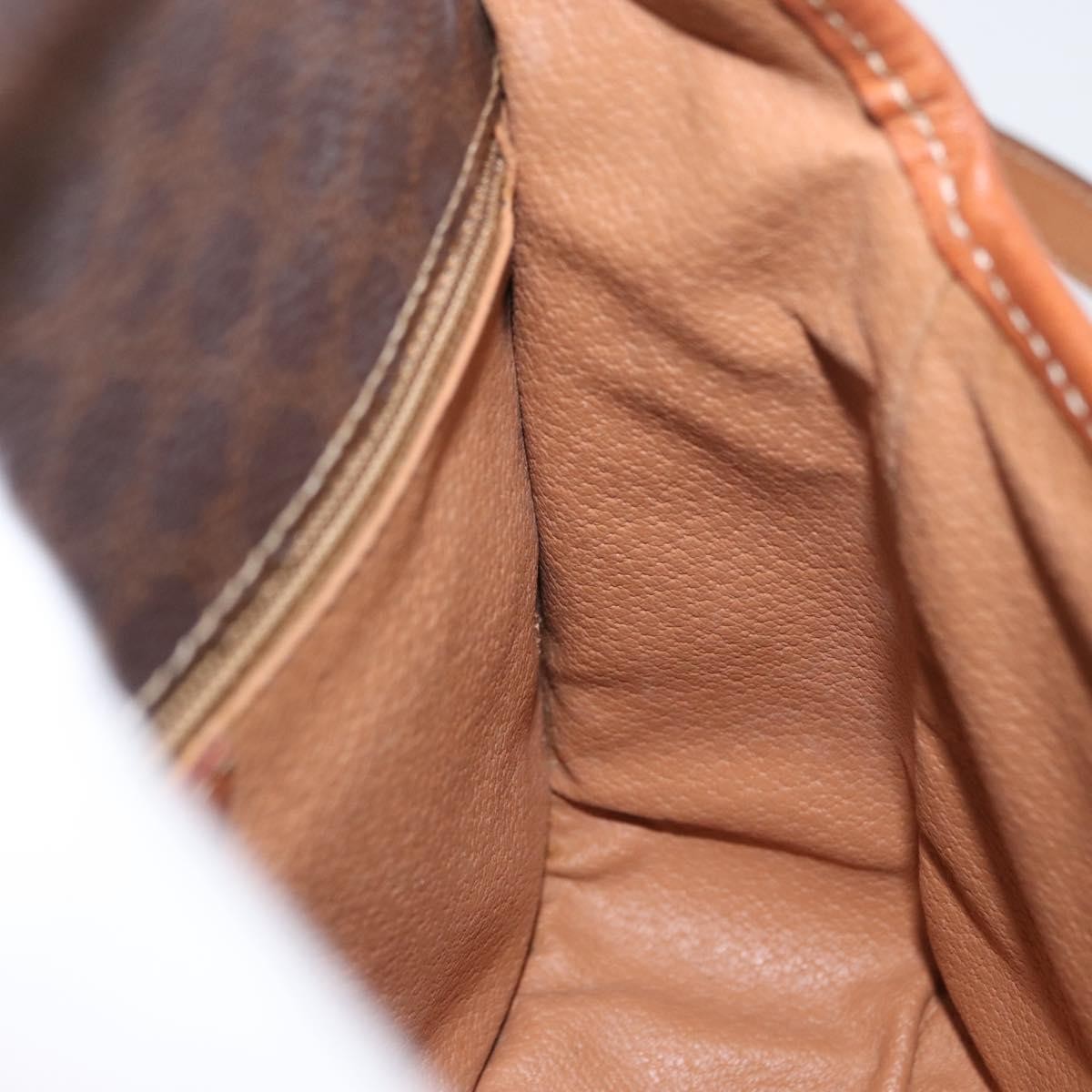 Celine Vintage Macadam Circle Logo Shoulder Bag Canvas And Leather Brown Canvas Shoulder Bag Bag