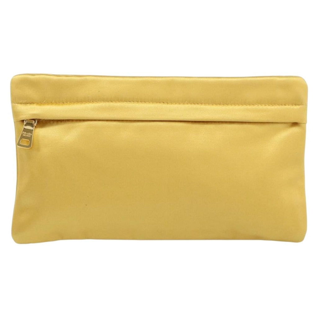 Prada Clutch Satin Gold Satin Clutche & Pouche Bag