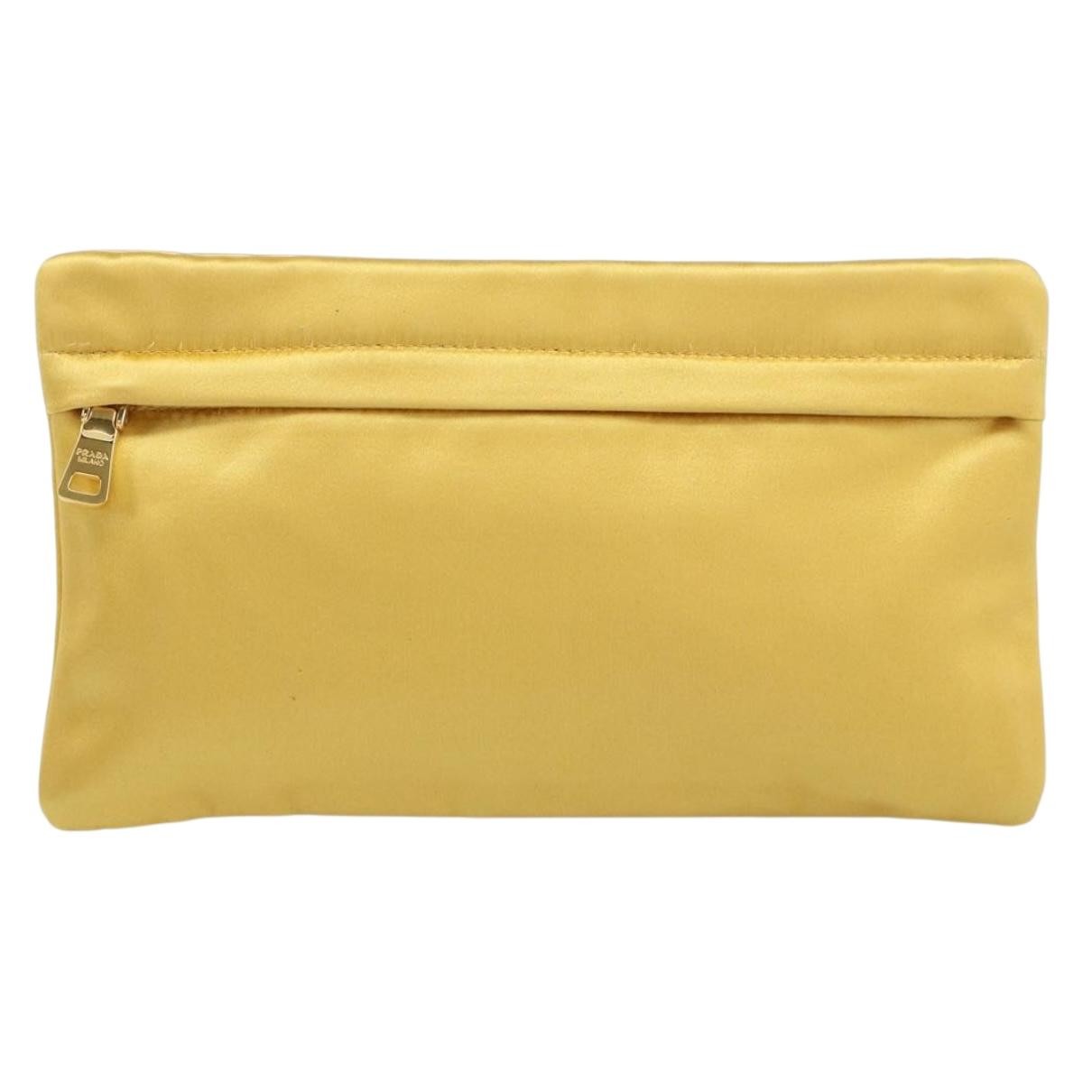 Prada Clutch Satin Gold Satin Clutche & Pouche Bag