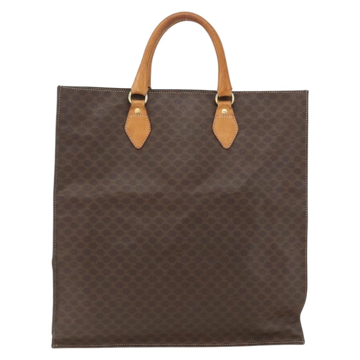 Celine Vintage Macadam Tote Bag Canvas Brown Canvas Tote Bag Bag