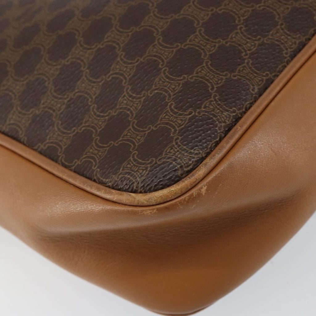 Celine Vintage Macadam Shoulder Bag Canvas And Leather Brown Canvas Shoulder Bag Bag