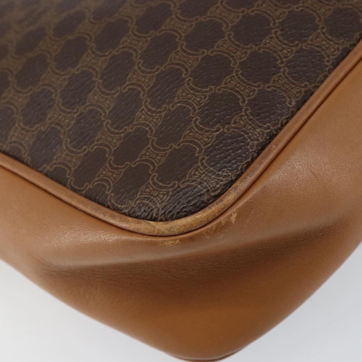 Celine Vintage Macadam Shoulder Bag Canvas And Leather Brown Canvas Shoulder Bag Bag