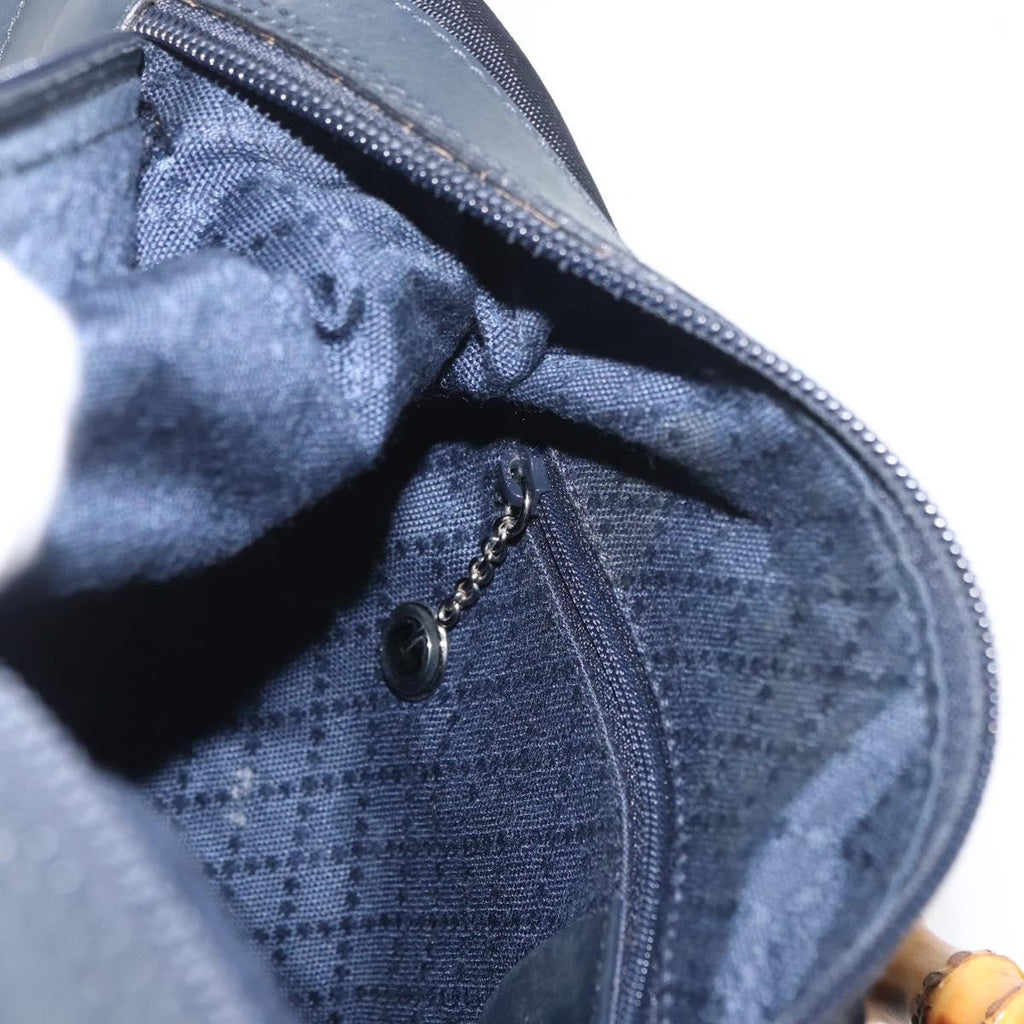 Gucci Vintage Bamboo Hobo Nylon Navy Nylon Shoulder Bag Bag (Pre-Owned)