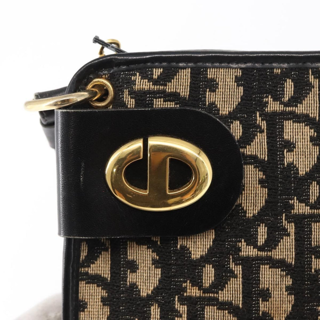 Christian Dior Vintage Cd Trotter Shoulder Bag Canvas Black Canvas Shoulder Bag Bag (Pre-Owned)
