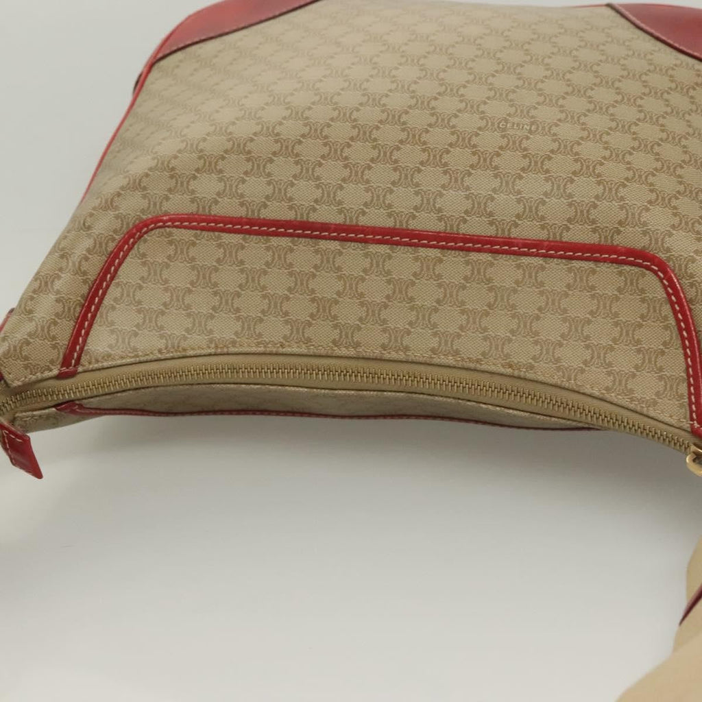 Celine Vintage Macadam Shoulder Bag Canvas And Leather Beige Canvas Bag